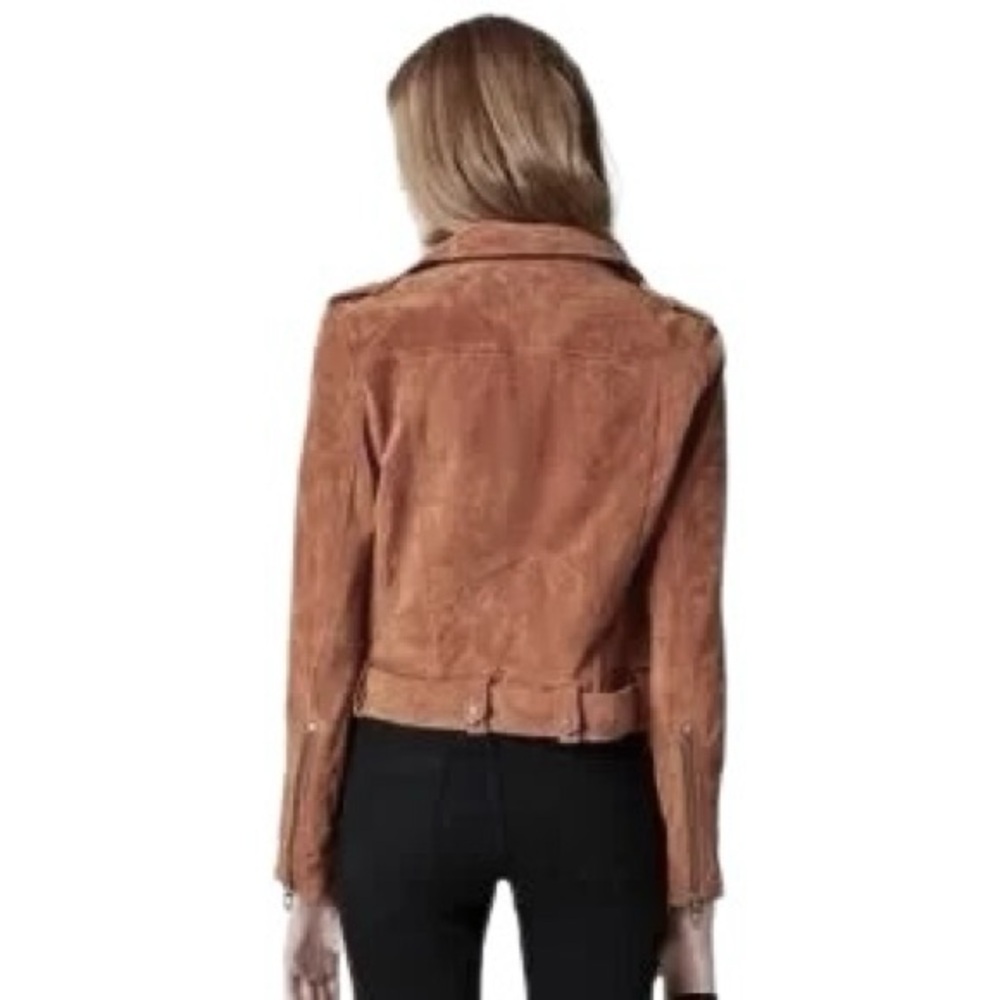 Blank NYC Brown Suede Leather Moto Zip Jacket In El Dorado M - Picture 3 of 11
